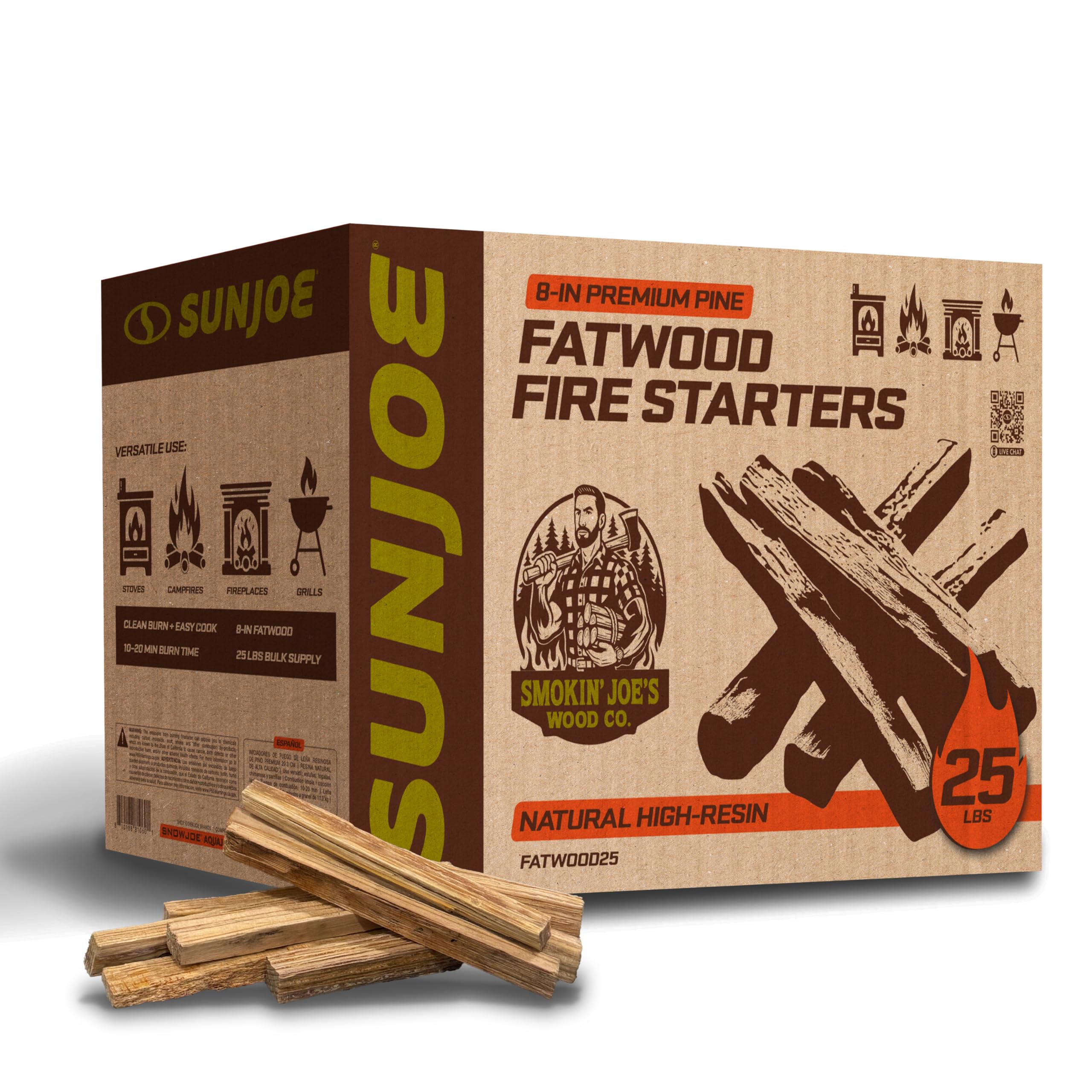 Amazon.com : Sun Joe 25 Lb Fatwood Fire Starter Sticks, All